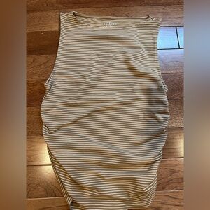American Eagle Outfitters Tan and White Striped Tank Top